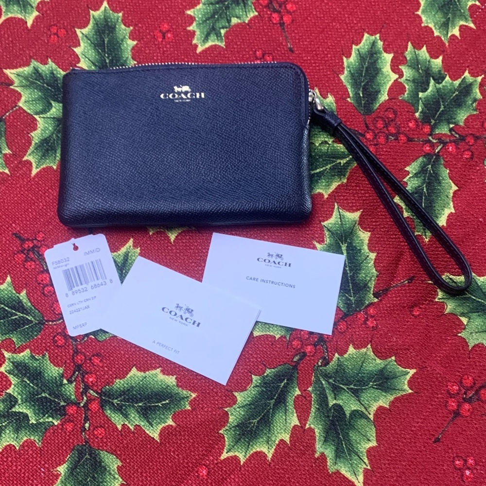Coach ford blue midnight Leather Wristlet